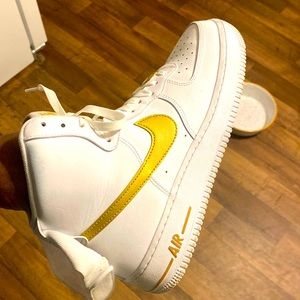 High top Air Force One with golden swoosh
